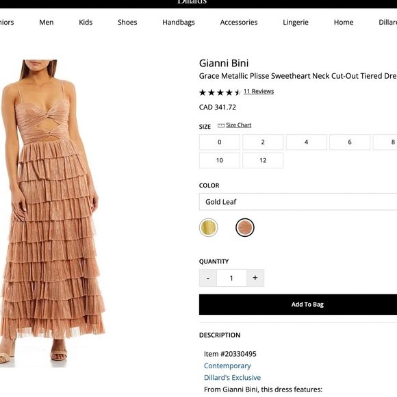 GIANNI BINI GRACE METALLIC CUT-OUT TIERED DRESS - Picture 3 of 3